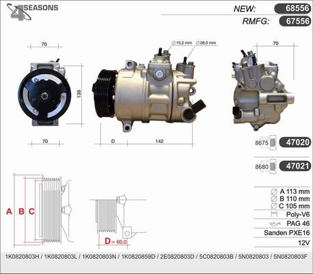 AHE 68556 - Компрессор кондиционера mashina-shop.ru