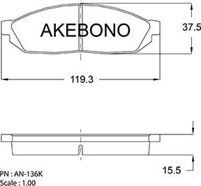 Akebono AN-136K - Тормозные колодки, дисковые, комплект mashina-shop.ru