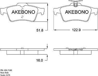 Akebono AN-718KE - Тормозные колодки, дисковые, комплект mashina-shop.ru