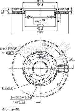 Ashuki 0990-0350 - Тормозной диск mashina-shop.ru