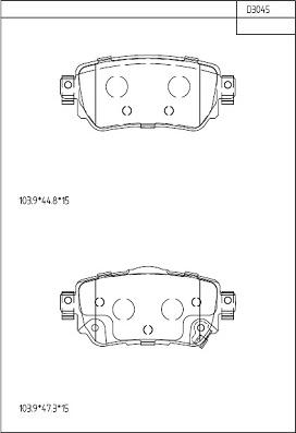 Asimco KD3045 - Тормозные колодки, дисковые, комплект mashina-shop.ru