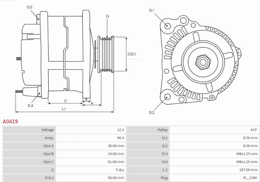 AS-PL A0419 - Генератор mashina-shop.ru