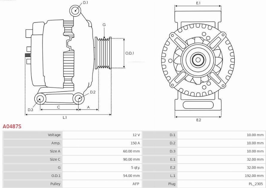 AS-PL A0487S - Генератор mashina-shop.ru