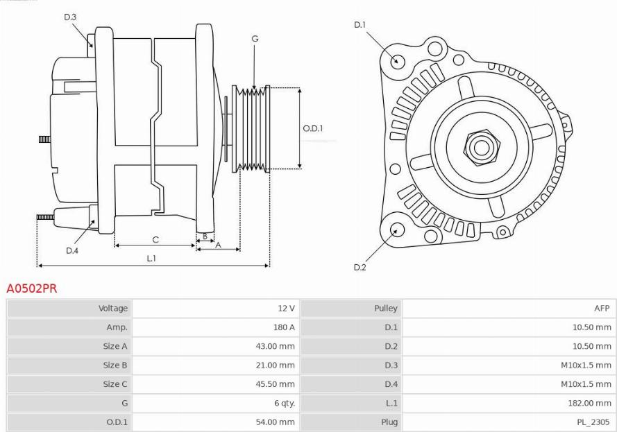 AS-PL A0502PR - Генератор mashina-shop.ru