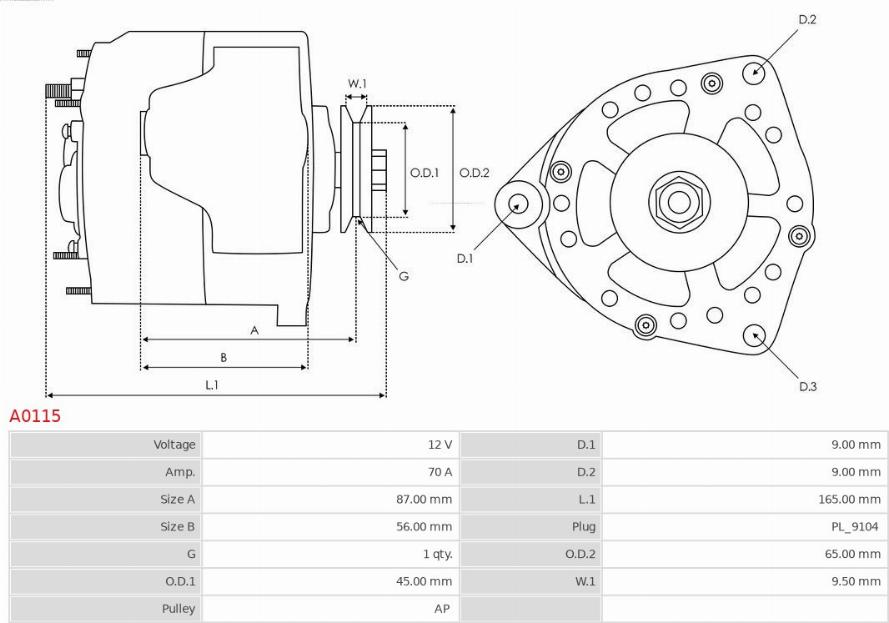 AS-PL A0115 - Генератор mashina-shop.ru