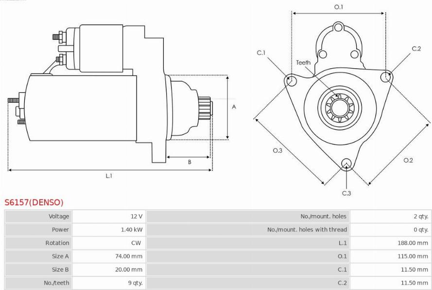 AS-PL S6157(DENSO) - Стартер mashina-shop.ru