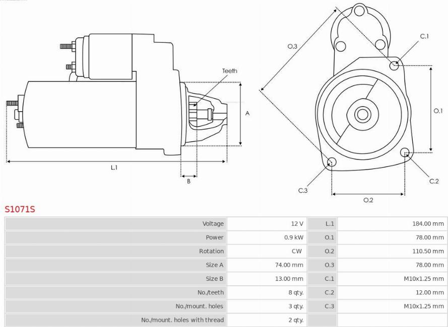 AS-PL S1071S - Стартер mashina-shop.ru