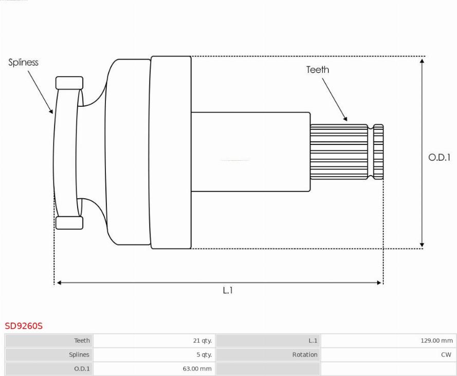 AS-PL SD9260S - Ведущая шестерня, бендикс, стартер mashina-shop.ru