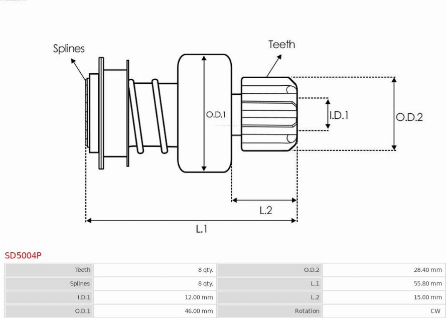 AS-PL SD5004P - Ведущая шестерня, бендикс, стартер mashina-shop.ru