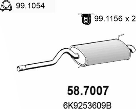 ASSO 58.7007 - Глушитель выхлопных газов, конечный mashina-shop.ru