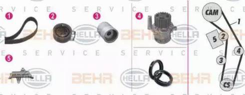 BEHR HELLA Service 8MP 376 809-851 - Водяной насос + комплект зубчатого ремня ГРМ mashina-shop.ru