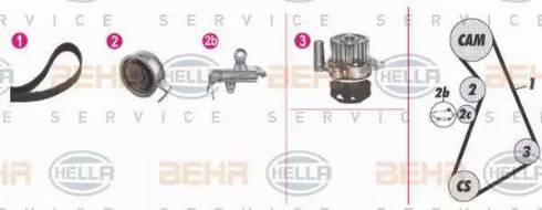 BEHR HELLA Service 8MP 376 811-831 - Водяной насос + комплект зубчатого ремня ГРМ mashina-shop.ru