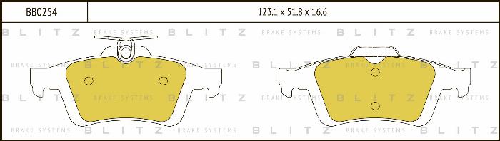 Blitz BB0254 - Тормозные колодки, дисковые, комплект mashina-shop.ru