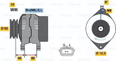 BOSCH 0 986 044 051 - Генератор mashina-shop.ru