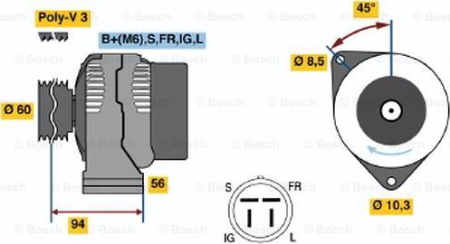 BOSCH 0 986 044 791 - Генератор mashina-shop.ru