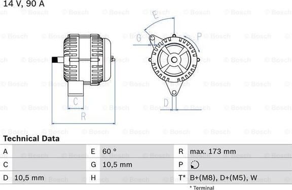 BOSCH 0 986 046 000 - Генератор mashina-shop.ru