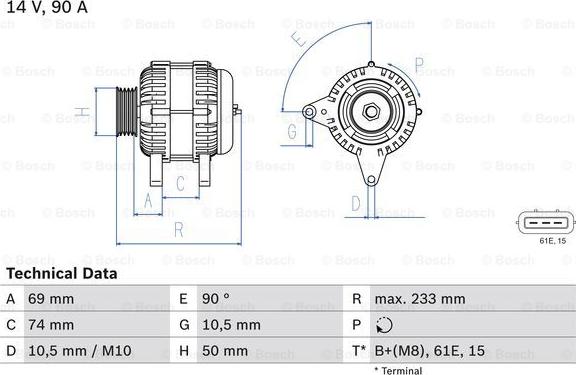 BOSCH 0 986 040 390 - Генератор mashina-shop.ru