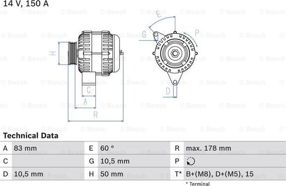 BOSCH 0 986 041 550 - Генератор mashina-shop.ru