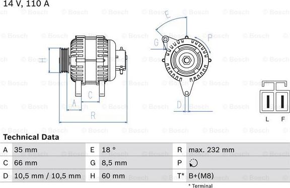 BOSCH 0 986 048 301 - Генератор mashina-shop.ru