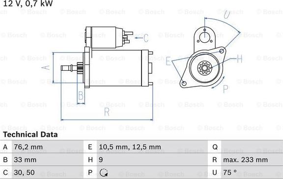 BOSCH 0 986 010 530 - Стартер mashina-shop.ru