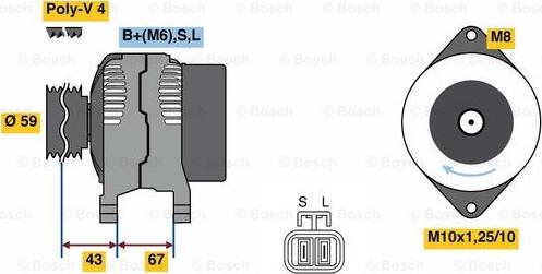 BOSCH 0 986 080 520 - Генератор mashina-shop.ru