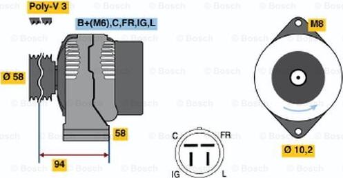 BOSCH 0 986 038 551 - Генератор mashina-shop.ru