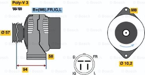 BOSCH 0 986 038 571 - Генератор mashina-shop.ru