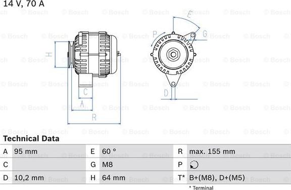 BOSCH 0 986 038 730 - Генератор mashina-shop.ru