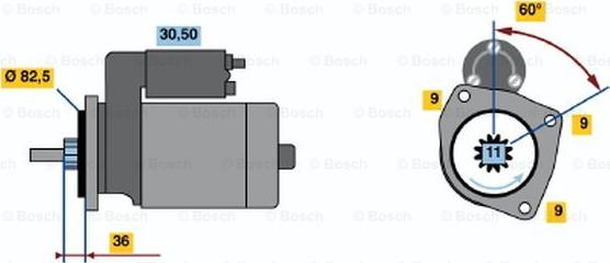 BOSCH 0 001 108 099 - Стартер mashina-shop.ru