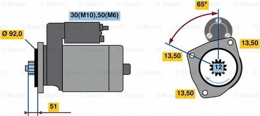 BOSCH 0 001 261 002 - Стартер mashina-shop.ru