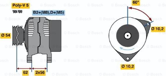 BOSCH 0 124 225 001 - Генератор mashina-shop.ru