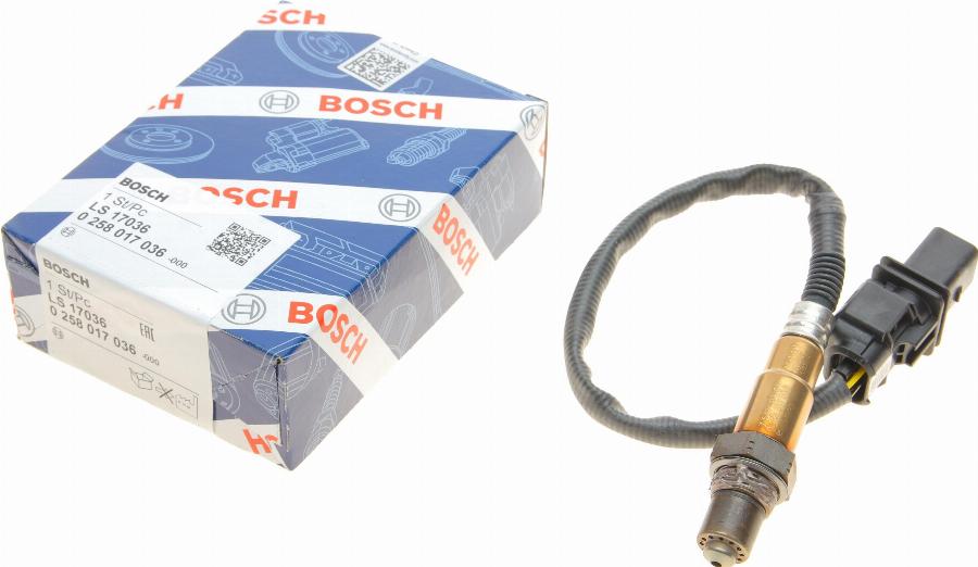 BOSCH 0 258 017 036 - Лямбда-зонд, датчик кислорода mashina-shop.ru