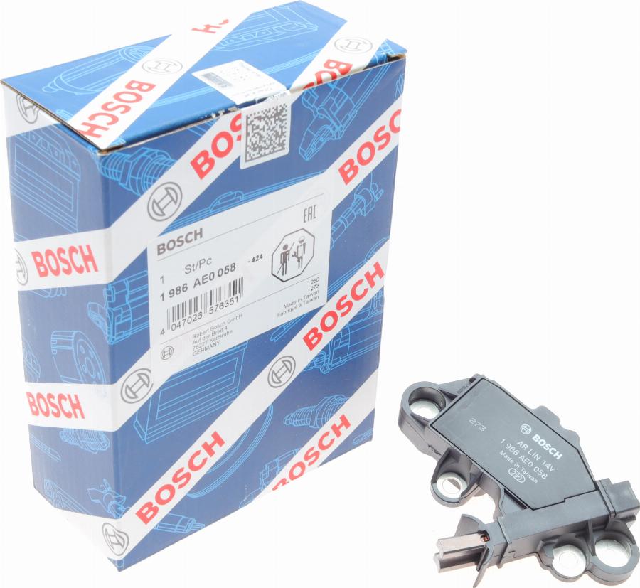 BOSCH 1 986 AE0 058 - Регулятор напряжения, генератор mashina-shop.ru