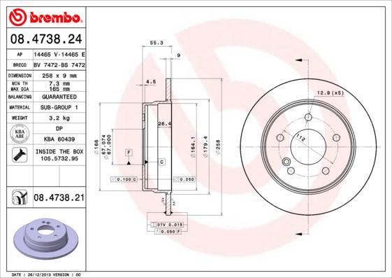 Brembo 08.4738.21 - Тормозной диск mashina-shop.ru