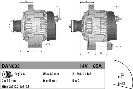 Denso DAN633 - Генератор mashina-shop.ru