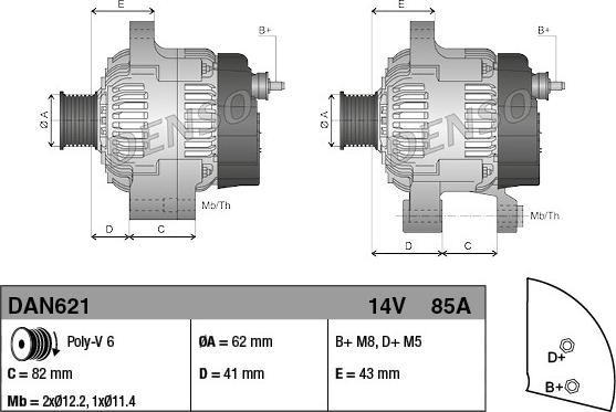 Denso DAN621 - Генератор mashina-shop.ru