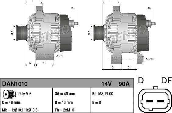 Denso DAN1010 - Генератор mashina-shop.ru