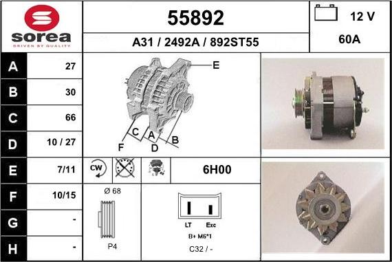 EAI 55892 - Генератор mashina-shop.ru