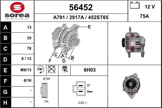 EAI 56452 - Генератор mashina-shop.ru