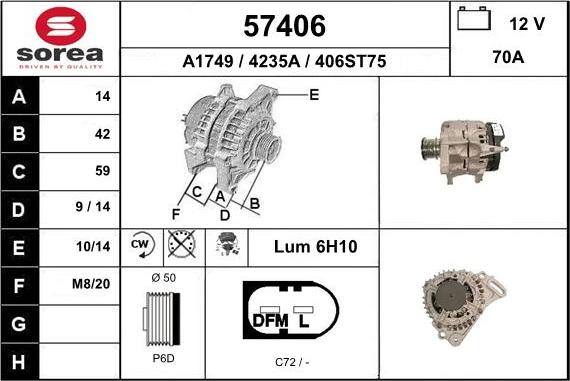 EAI 57406 - Генератор mashina-shop.ru