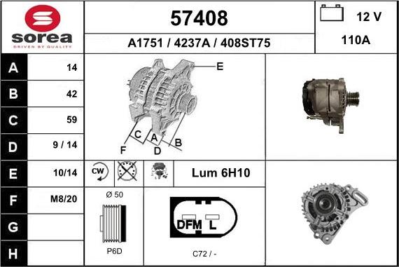 EAI 57408 - Генератор mashina-shop.ru