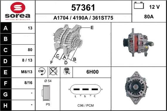 EAI 57361 - Генератор mashina-shop.ru