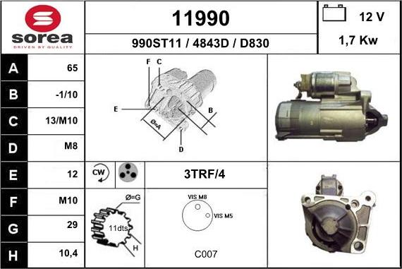 EAI 11990 - Стартер mashina-shop.ru