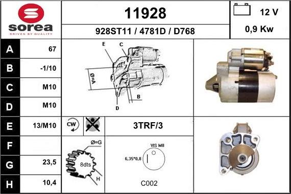 EAI 11928 - Стартер mashina-shop.ru