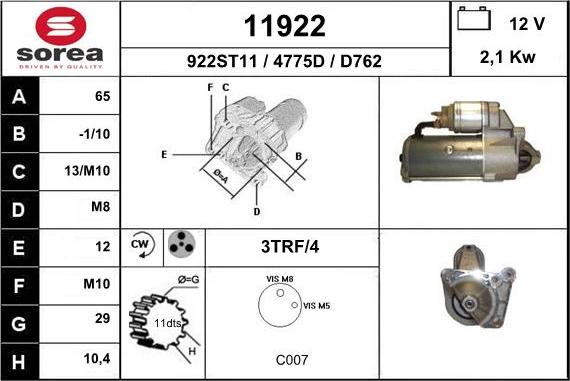 EAI 11922 - Стартер mashina-shop.ru