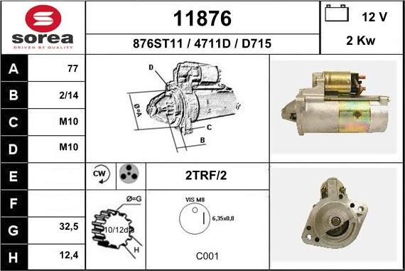 EAI 11876 - Стартер mashina-shop.ru