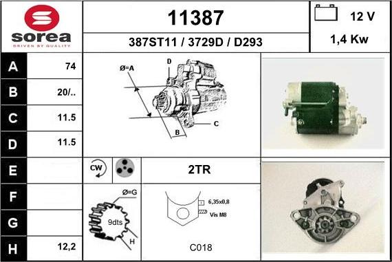 EAI 11387 - Стартер mashina-shop.ru