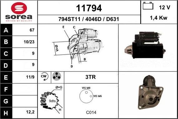 EAI 11794 - Стартер mashina-shop.ru