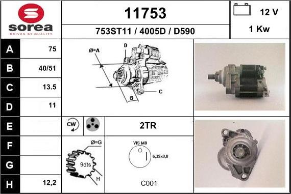 EAI 11753 - Стартер mashina-shop.ru