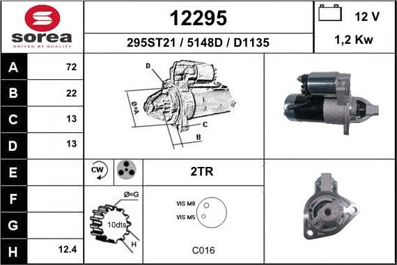 EAI 12295 - Стартер mashina-shop.ru